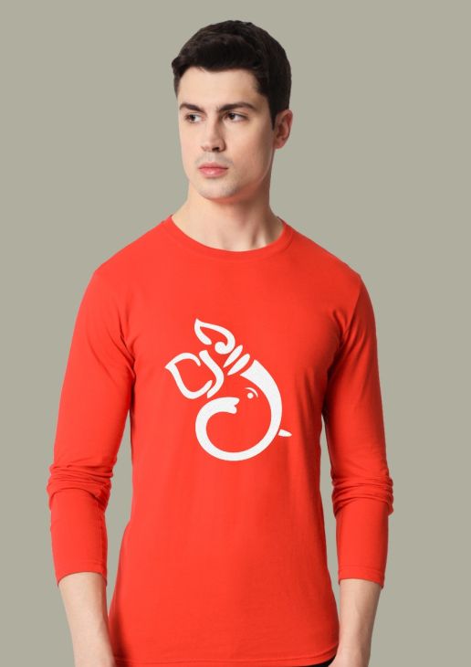 ganpati red full sleeve men round neck t-shirt