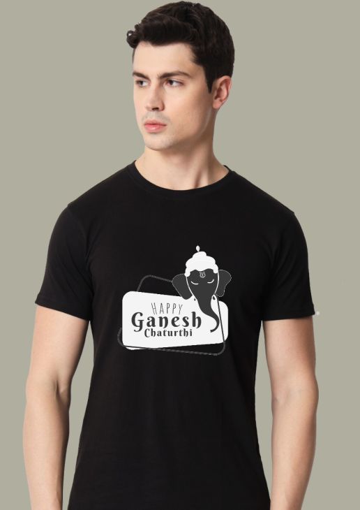 ganpati half sleeve men round neck t-shirt