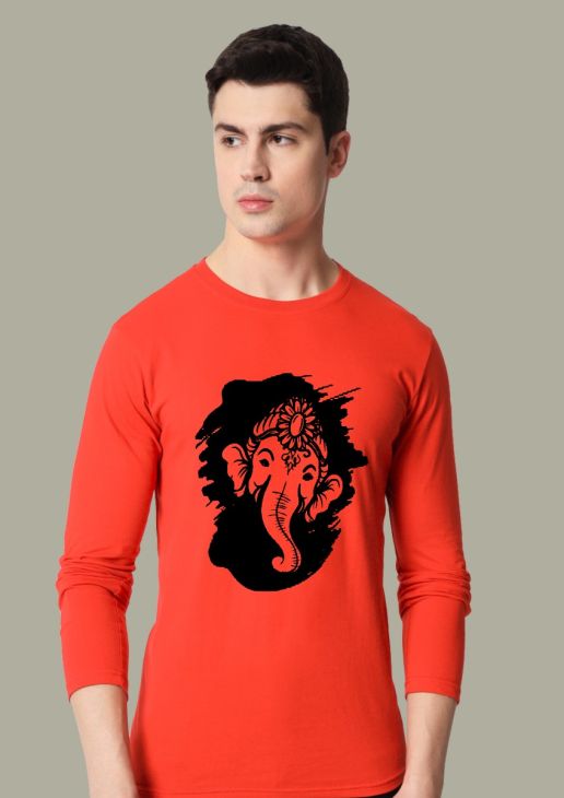 ganpati red full sleeve men round neck t-shirt