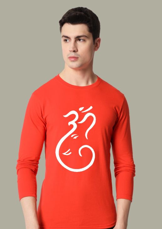 ganpati red full sleeve men round neck t-shirt