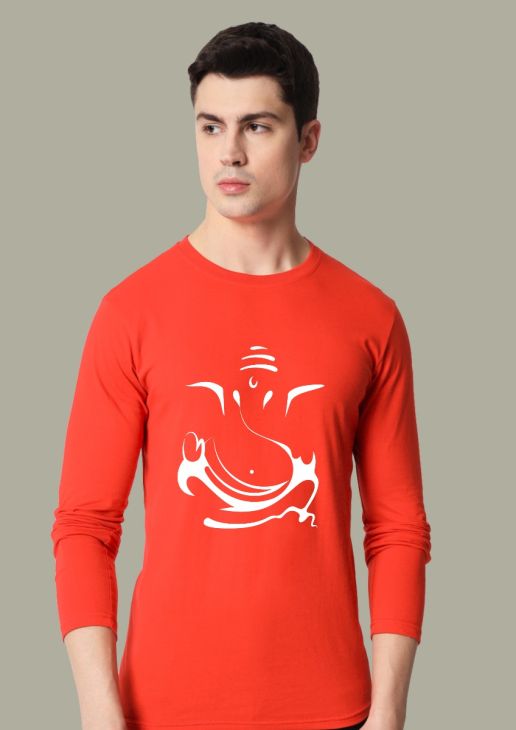 ganpati red full sleeve men round neck t-shirt