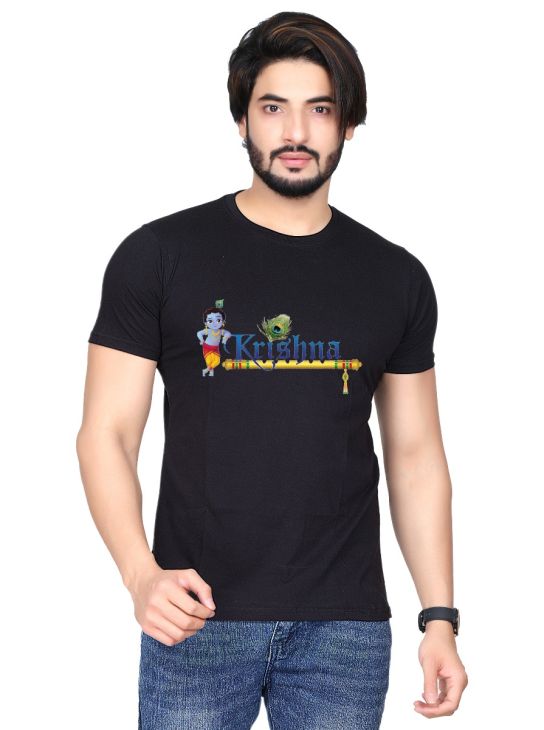 krishna half sleeve men round neck t-shirt