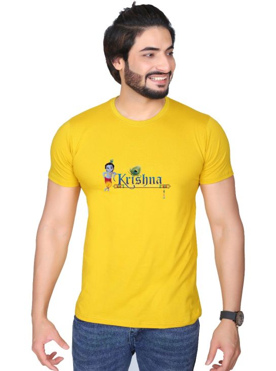 krishna half sleeve men round neck t-shirt