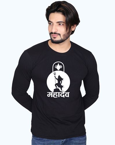 Mahadev Design Men’s Full Sleeve T-Shirt – 100% Cotton | Printonn