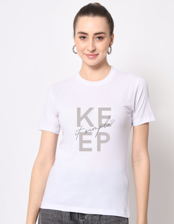 Keep Simple half sleeve women round neck t-shirt