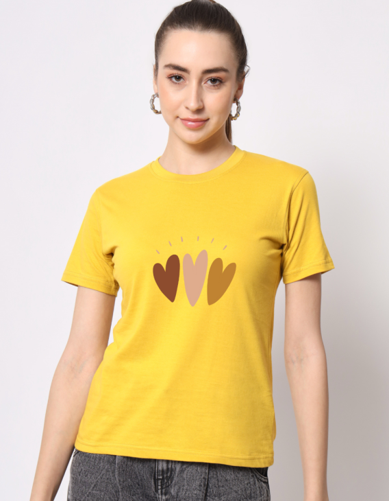 Heart half sleeve women round neck t-shirt