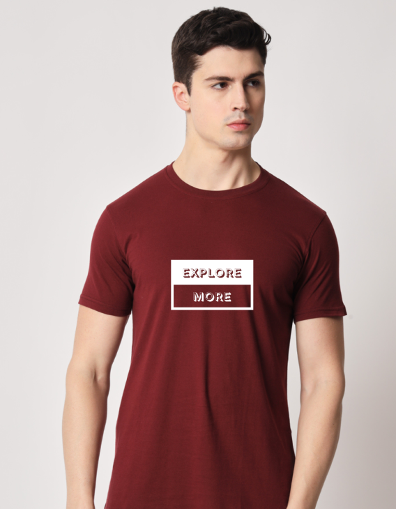 Explore More half sleeve men round neck t-shirt