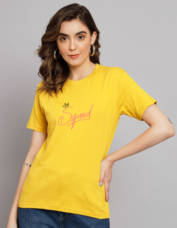 Squad half sleeve women round neck t-shirt