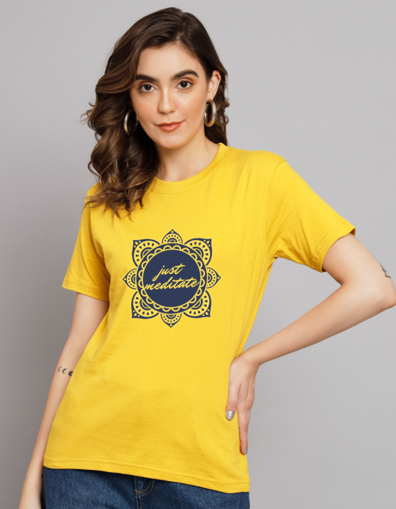 Just Meditate half sleeve women round neck t-shirt