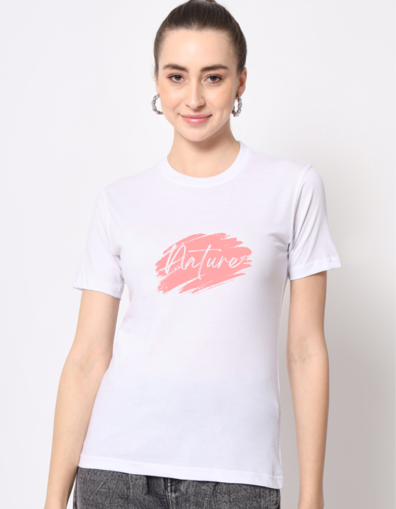 Nature half sleeve women round neck t-shirt
