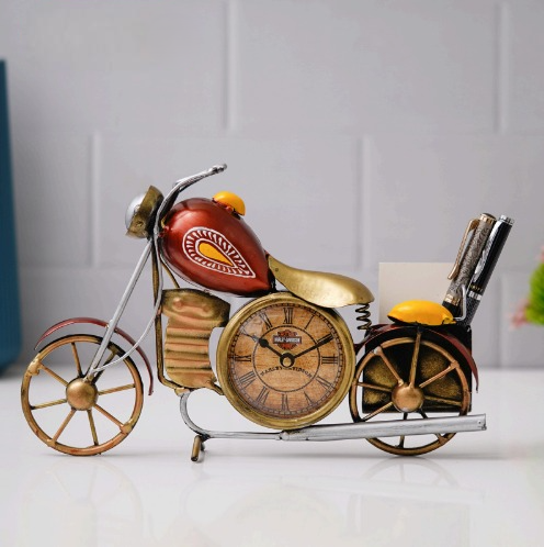 Harley Bike Clock Pen Holder