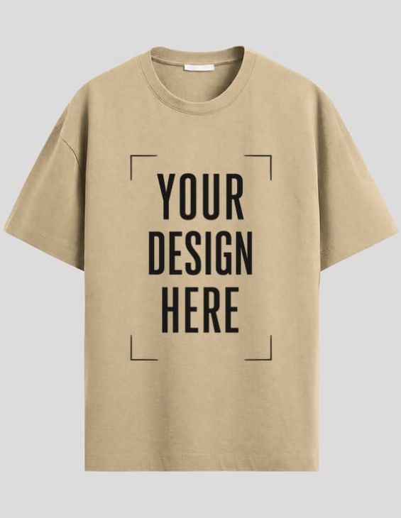 Beige Oversize half sleeve round neck t-shirt