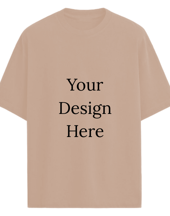 Beige Oversize half sleeve men round neck t-shirt