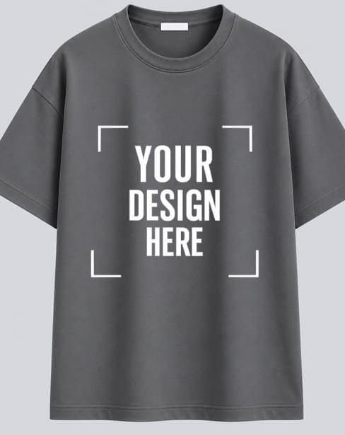 Steel Grey Oversize half sleeve men round neck t-shirt