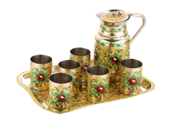 Jug + Tray with 6-Glass Set
