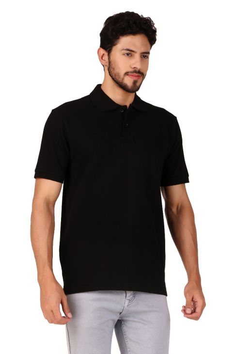 black polo  men polo neck t-shirt