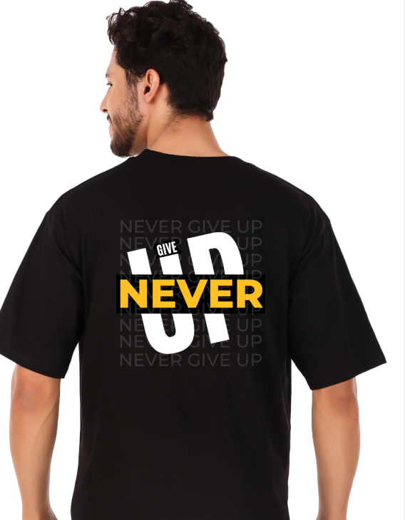 nevergiveup half sleeve men round neck t-shirt