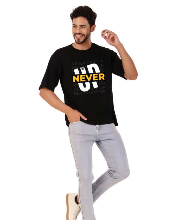 nevergiveup half sleeve men round neck t-shirt