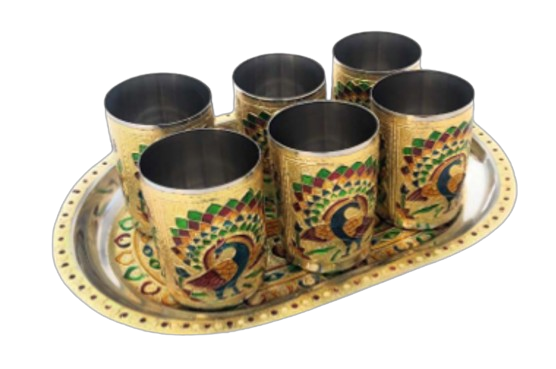 Meenakari Glass Set