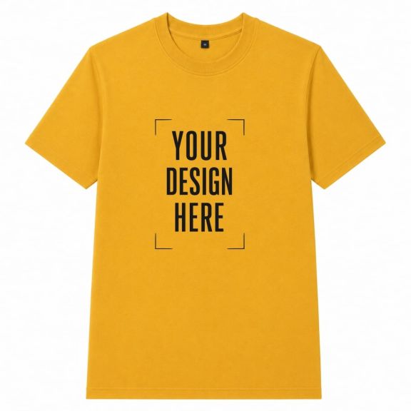 custom yellow design half sleeve men round neck t-shirt