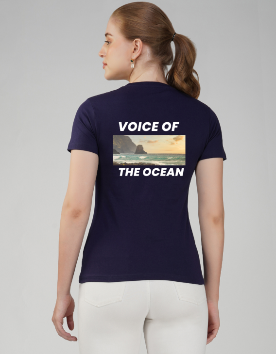 ocean half sleeve women round neck t-shirt