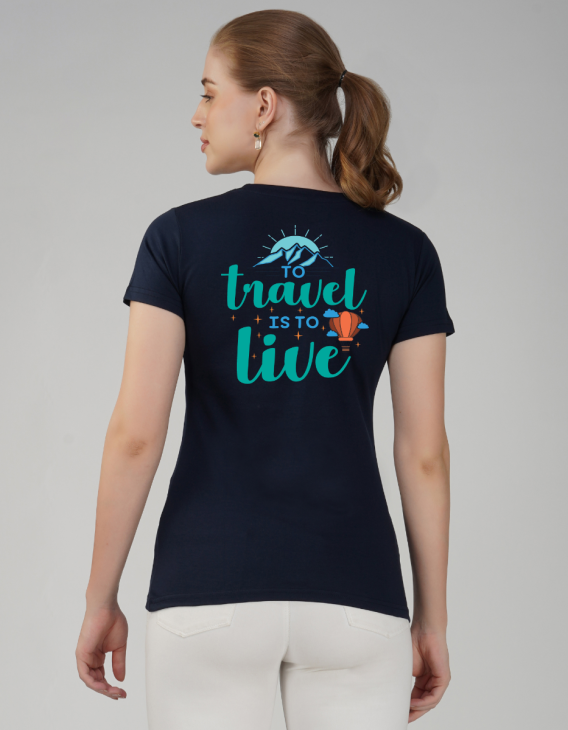 travel half sleeve women round neck t-shirt