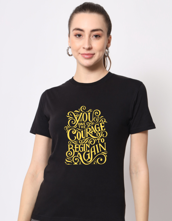 Courage half sleeve women round neck t-shirt