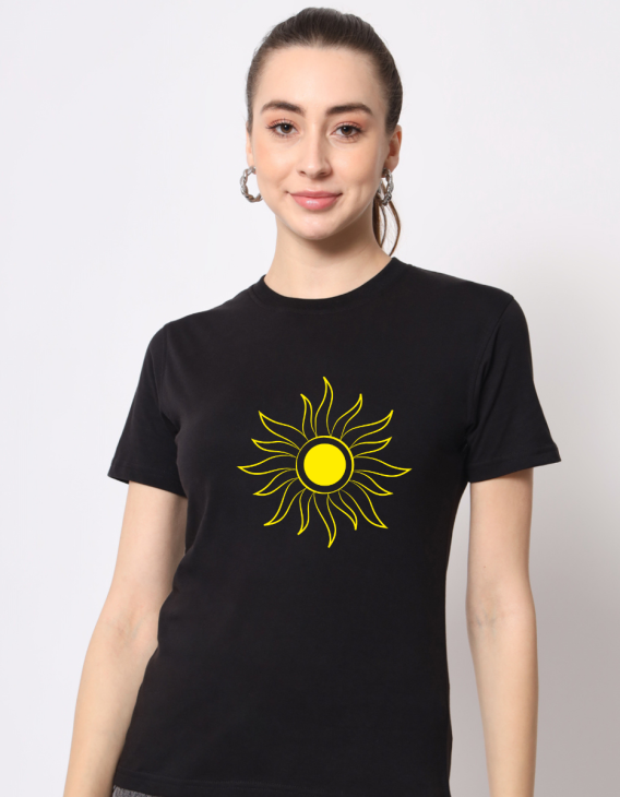 Sunflover half sleeve women round neck t-shirt