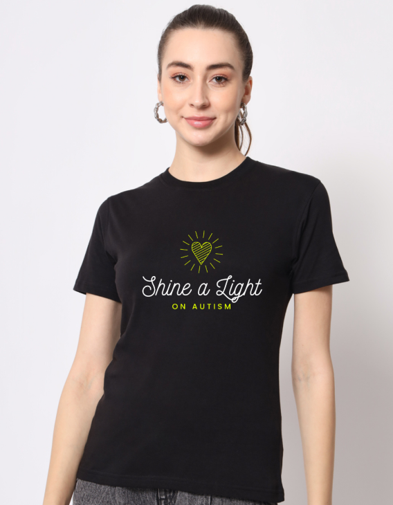 Shine a lite half sleeve women round neck t-shirt