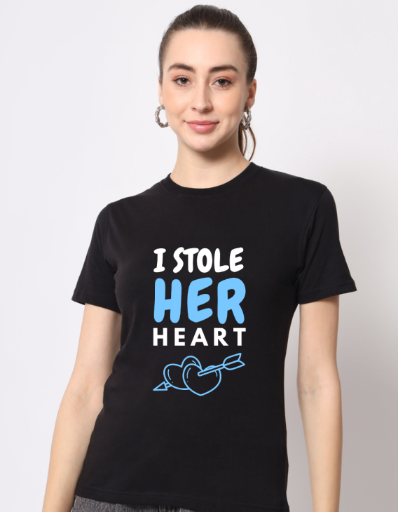Stole her heart half sleeve women round neck t-shirt