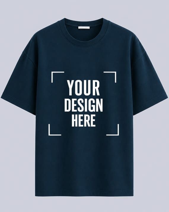 Teal Blue Custom half sleeve round neck oversize t-shirt
