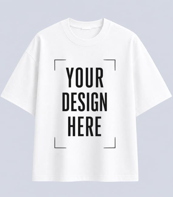 White Custom half sleeve round neck oversize t-shirt