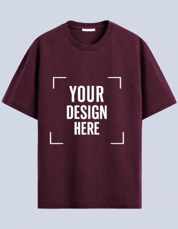 Wine Custom half sleeve round neck oversize t-shirt