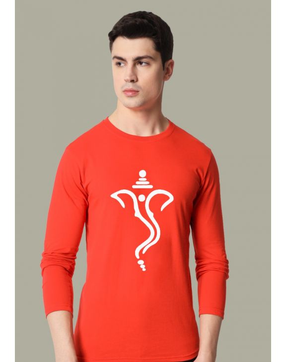 ganpati red full sleeve men round neck t-shirt