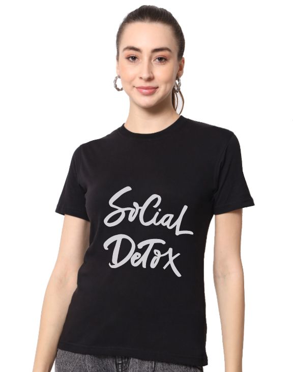 Social Detox half sleeve women round neck t-shirt