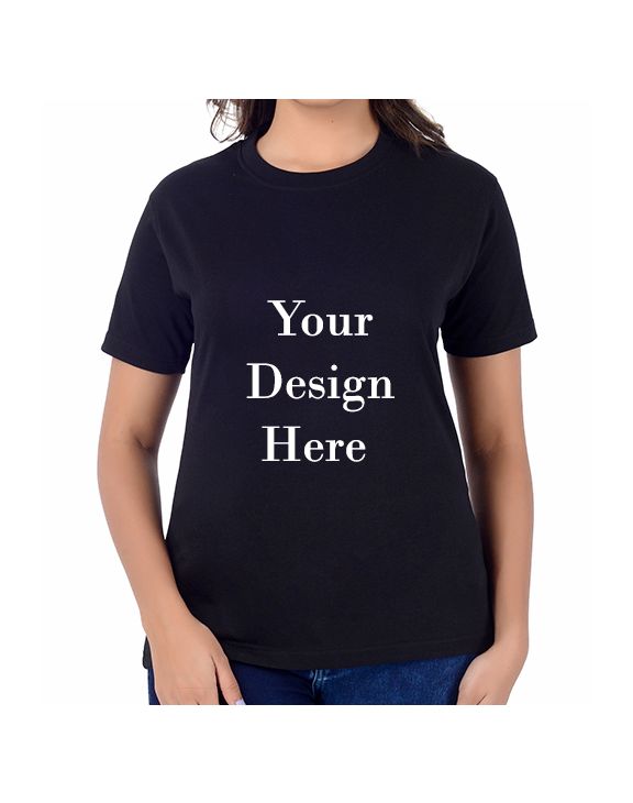 Custom Print half sleeve women round neck t-shirt