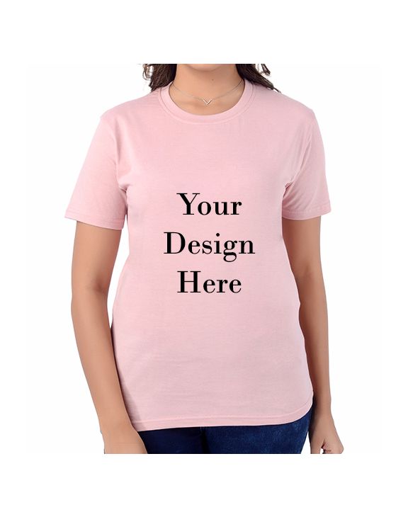 custom soft pink women design half sleeve women round neck t-shirt