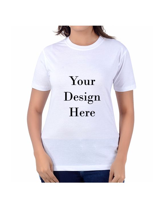 Custom Print half sleeve women round neck t-shirt