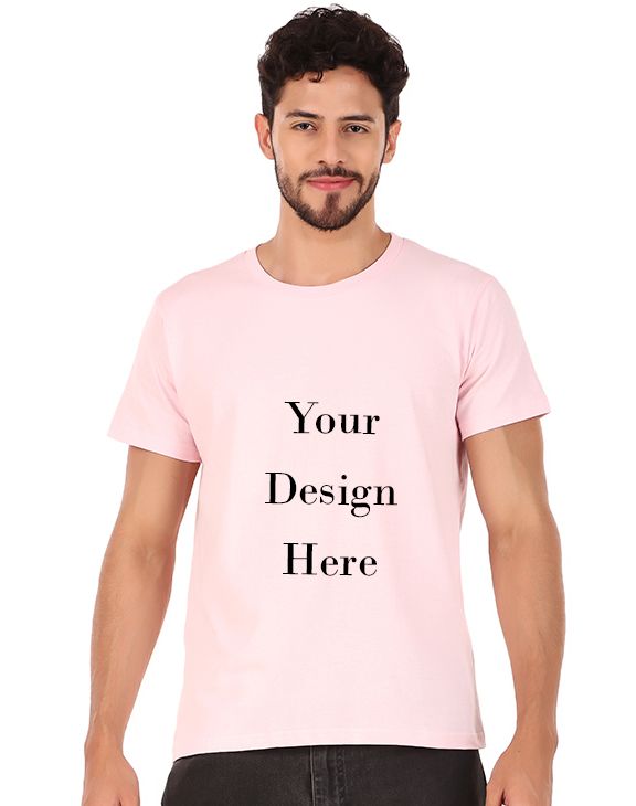 Custom soft pink men round neck t-shirt