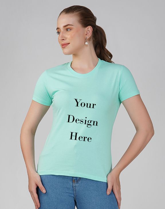 Custom women mint round neck t-shirt