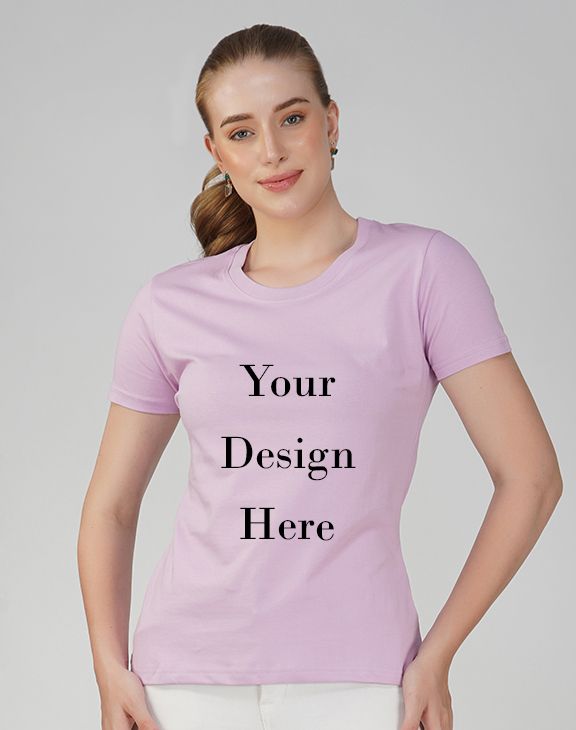 Custom women lilac round neck t-shirt