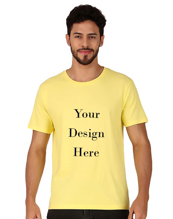 Custom yellow men round neck t-shirt