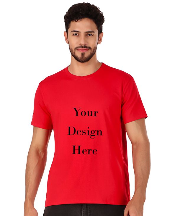 Custom red men round neck t-shirt