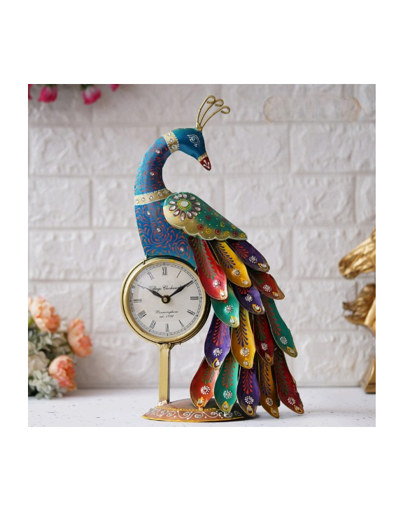 Peacock Clock Showpiece