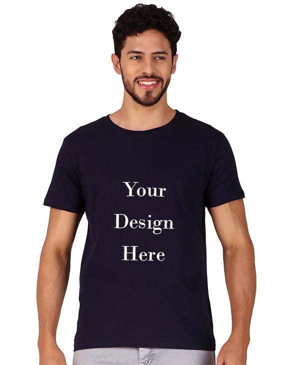 Custom black men round neck t-shirt