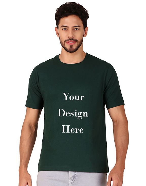 Custom olive green men round neck t-shirt
