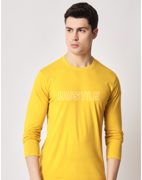 Hustle full sleeve men round neck t-shirt