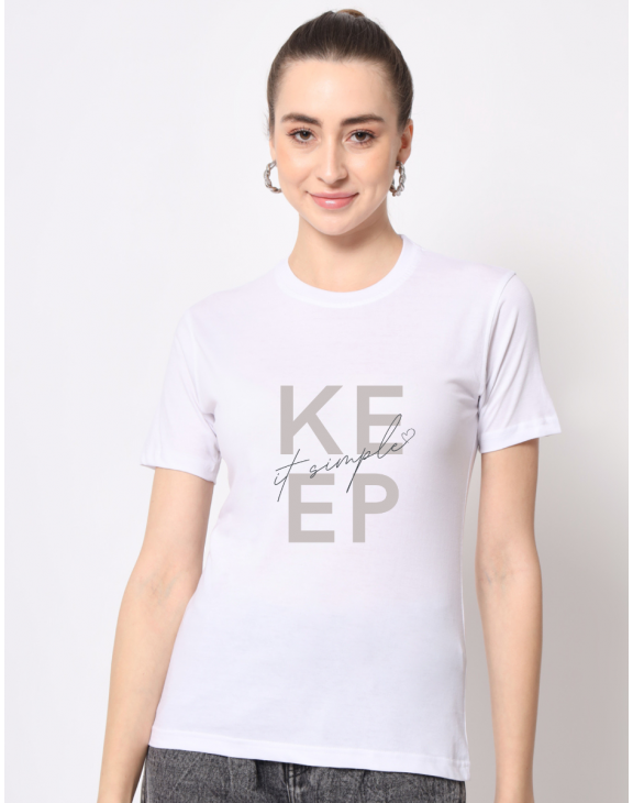 Keep Simple half sleeve women round neck t-shirt