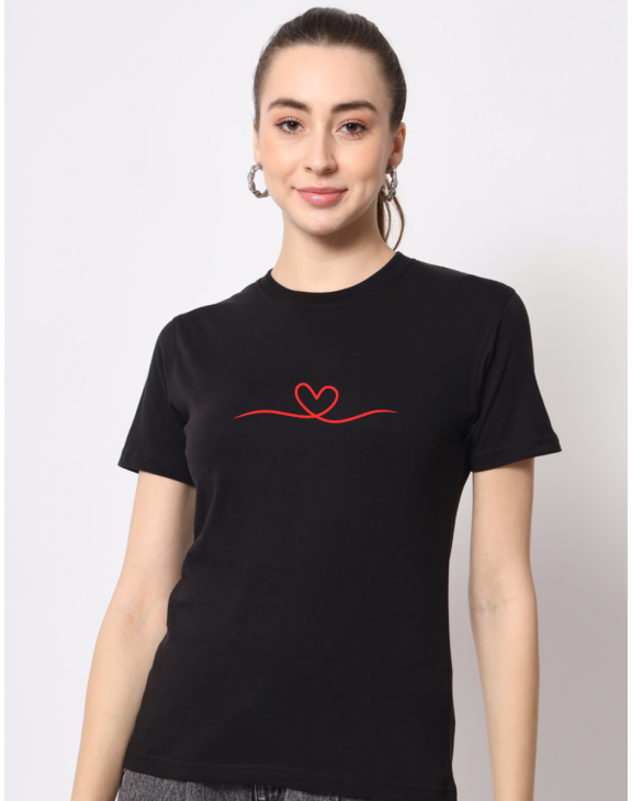 Heart half sleeve women round neck t-shirt