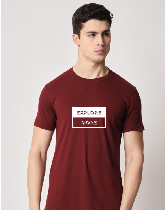 Explore More half sleeve men round neck t-shirt
